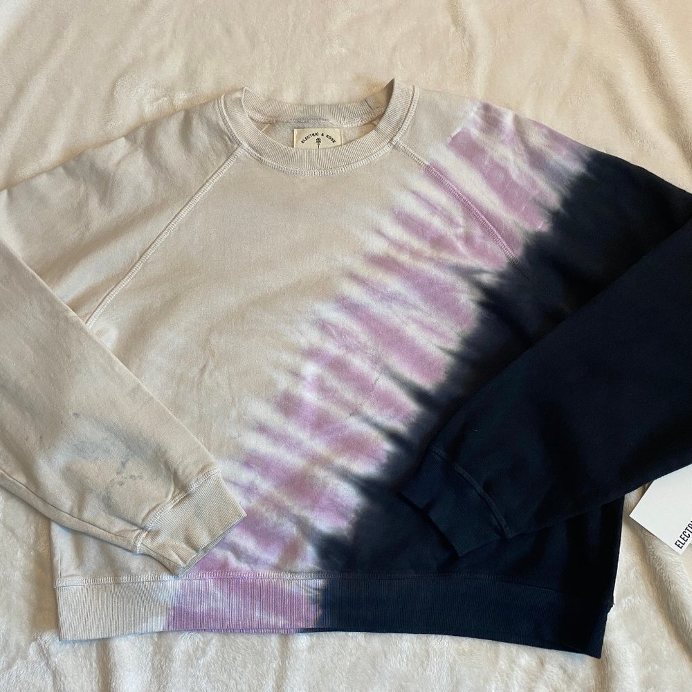 Electric & Rose Tie-Dye Crewneck in Cream, Lavender & Navy